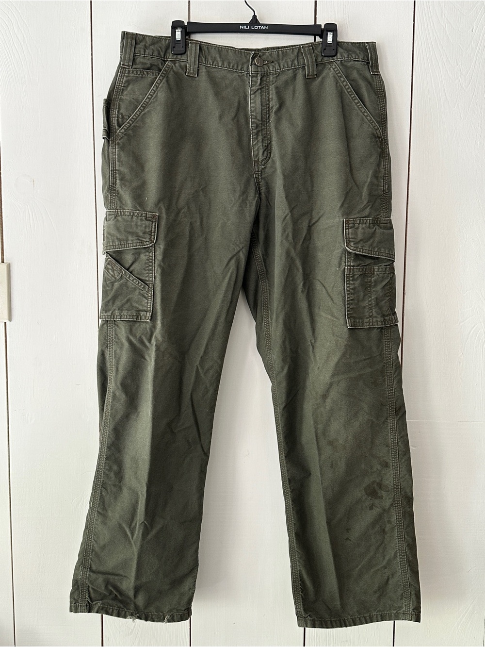 Carhartt Dungarees Fit Utility Cargo Work Pants 36 x 32 Dark Olive Green
